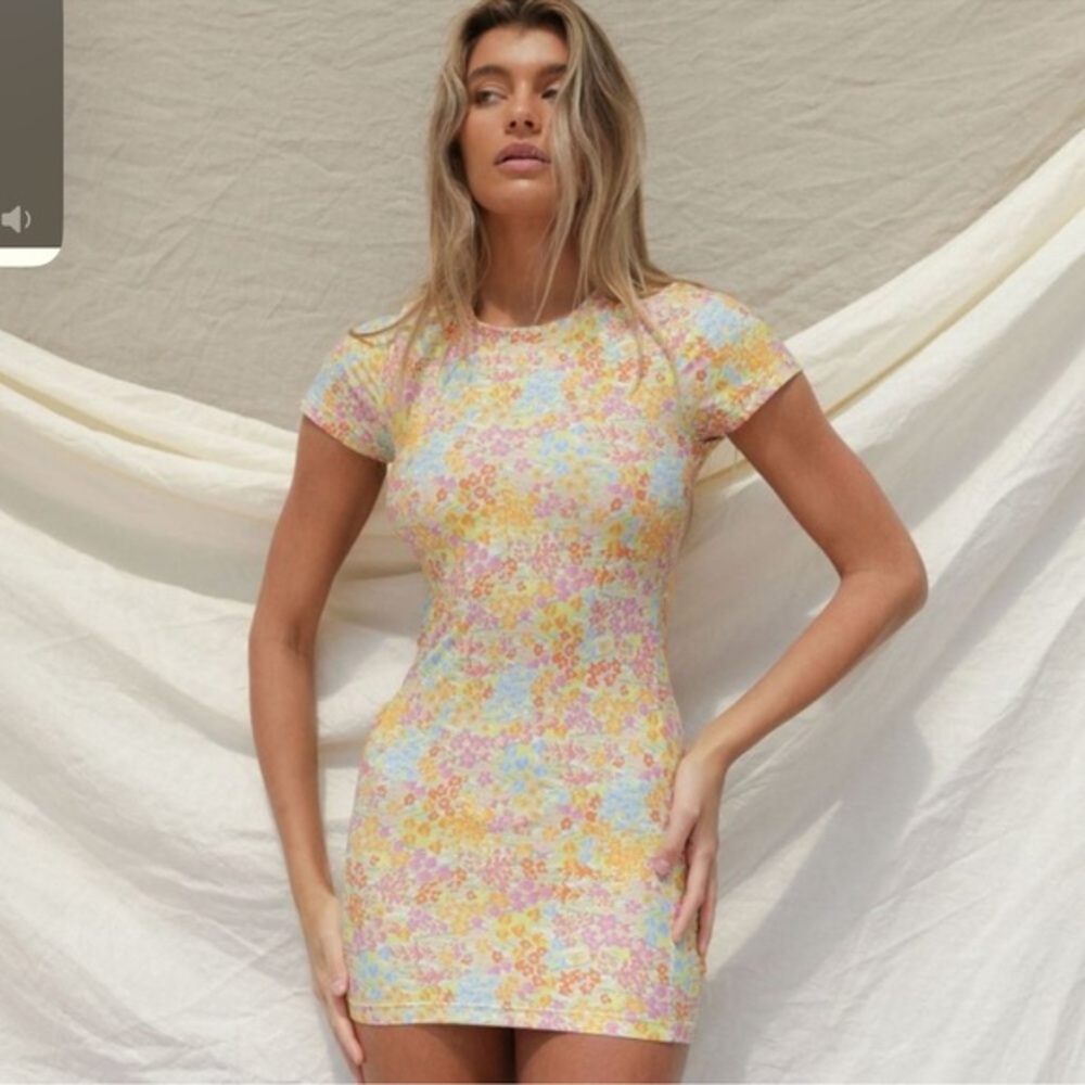 Stone Fox Swim Bambi Baby Tee Dress-Flower Fields-Large NWT